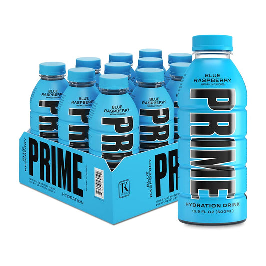 Prime Hydration Blue Raspberry 500ml | Pack of 12 | Sports Drink - Chompy