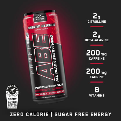 ABE Performance Energy Drink – Cherry Slushie | 330ml | Pack of 12 - Chompy