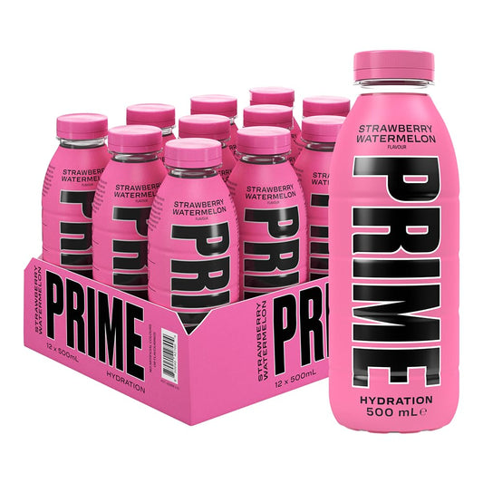 Prime Hydration Strawberry & Watermelon 500ml | Pack of 12 - Chompy
