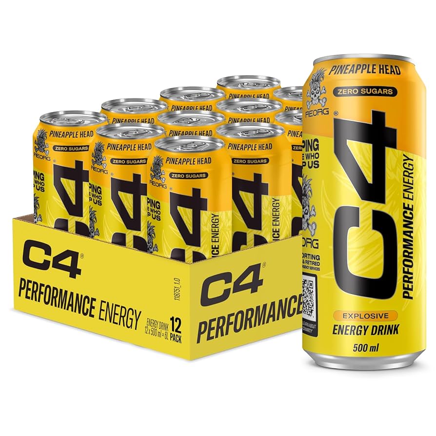 C4 Performance Energy Pineapple Head 500ml | Pack of 12 | Zero Sugar - Chompy