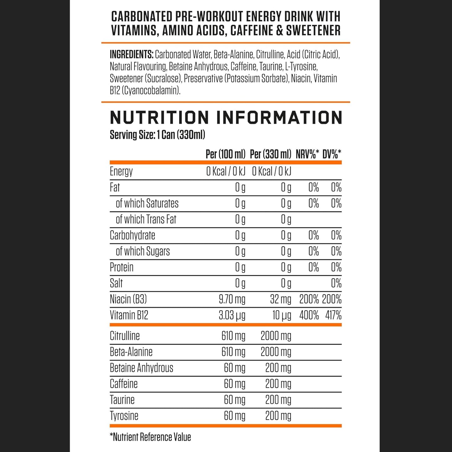 ABE Performance Energy Drink Orange Burst 330ml | Pack of 12 - Chompy