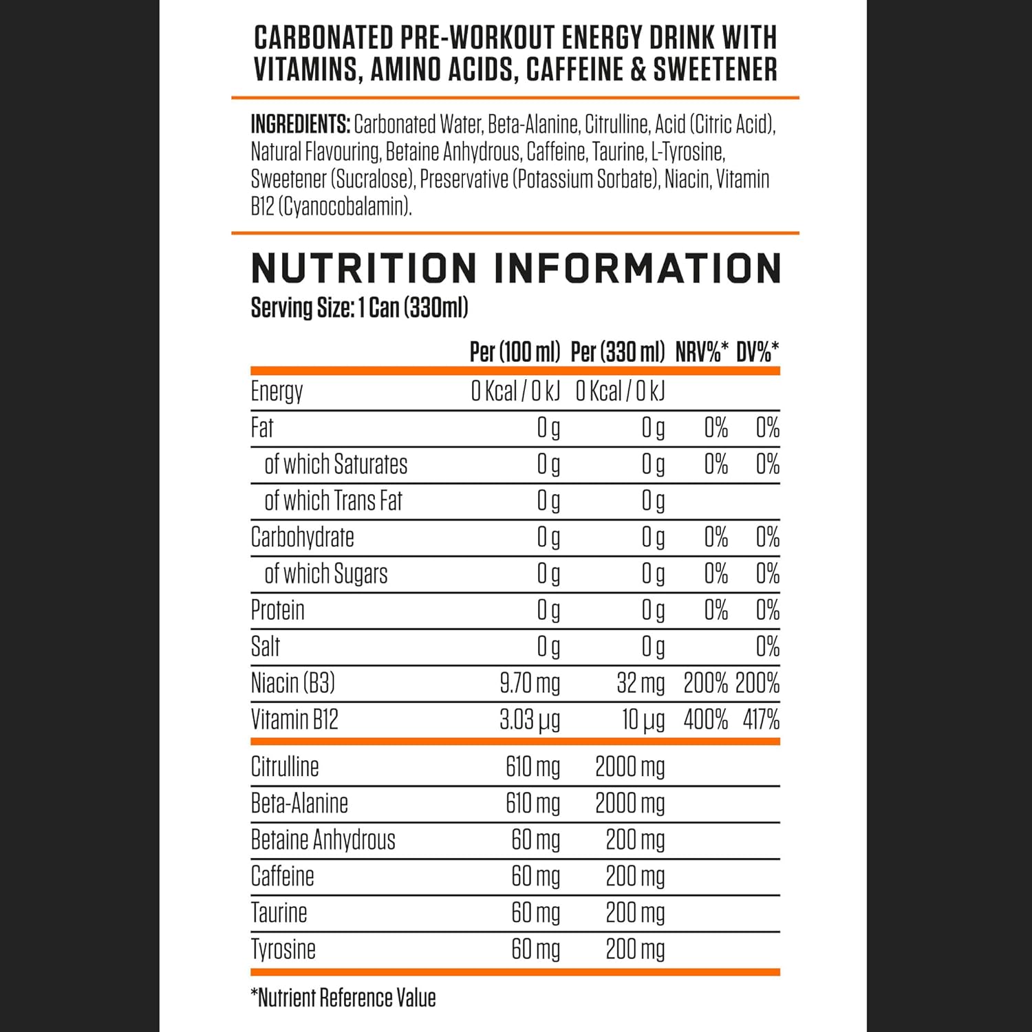 ABE Performance Energy Drink Orange Burst 330ml | Pack of 12 - Chompy