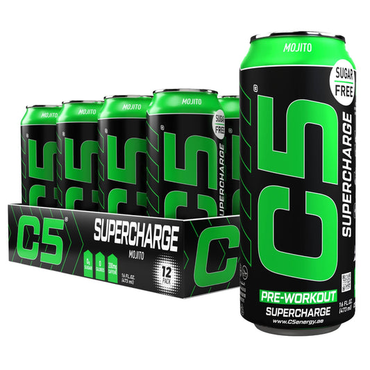 C5 Supercharge Pre-Workout Energy Drink Mojito 500ml | Pack of 12 - Chompy