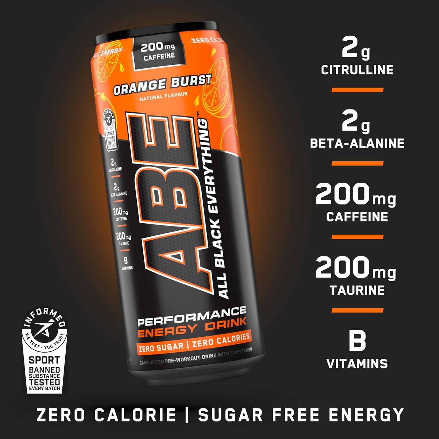ABE Performance Energy Drink Orange Burst 330ml | Pack of 12 - Chompy