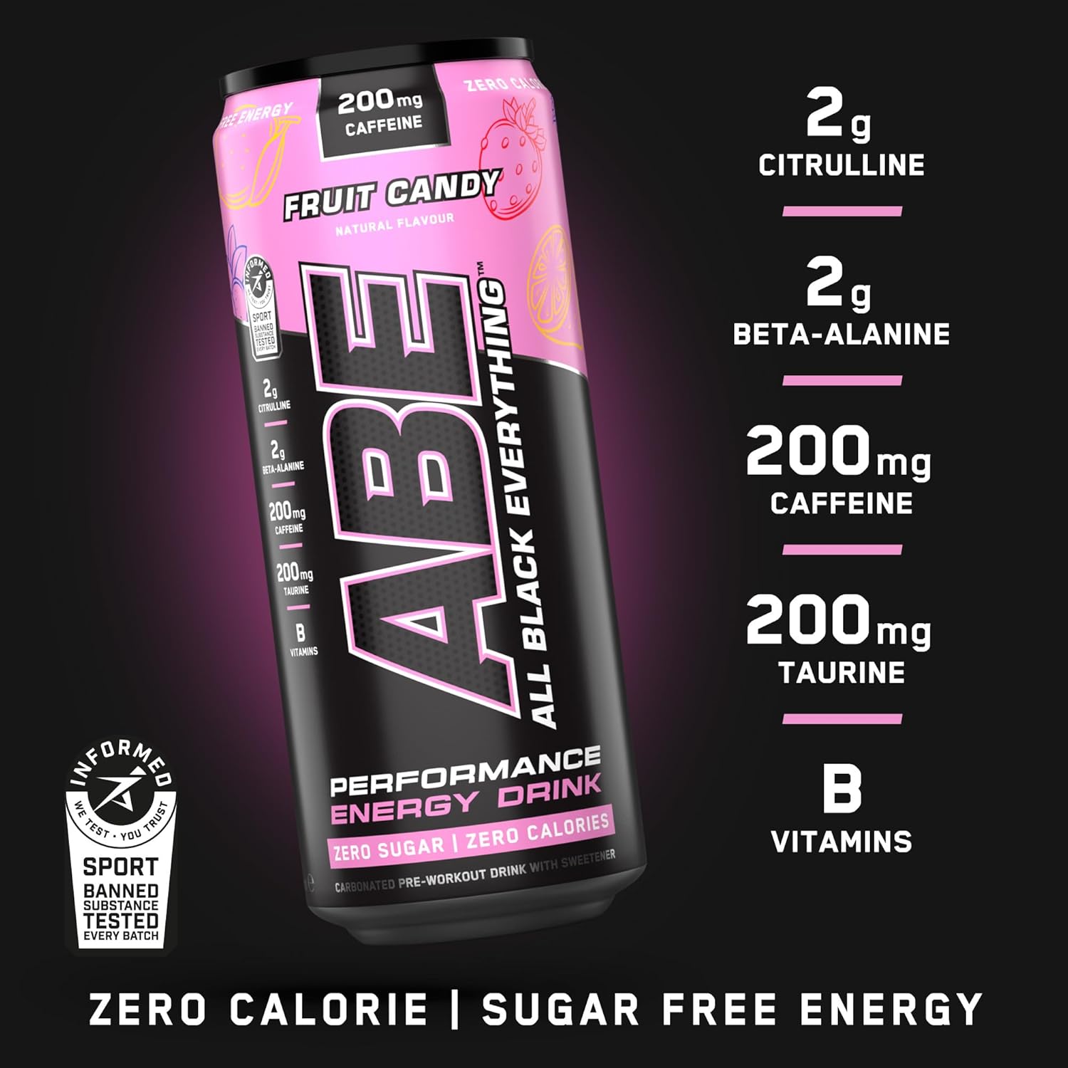 ABE Performance Energy Drink Fruit Candy 330ml | Pack of 12 - Chompy