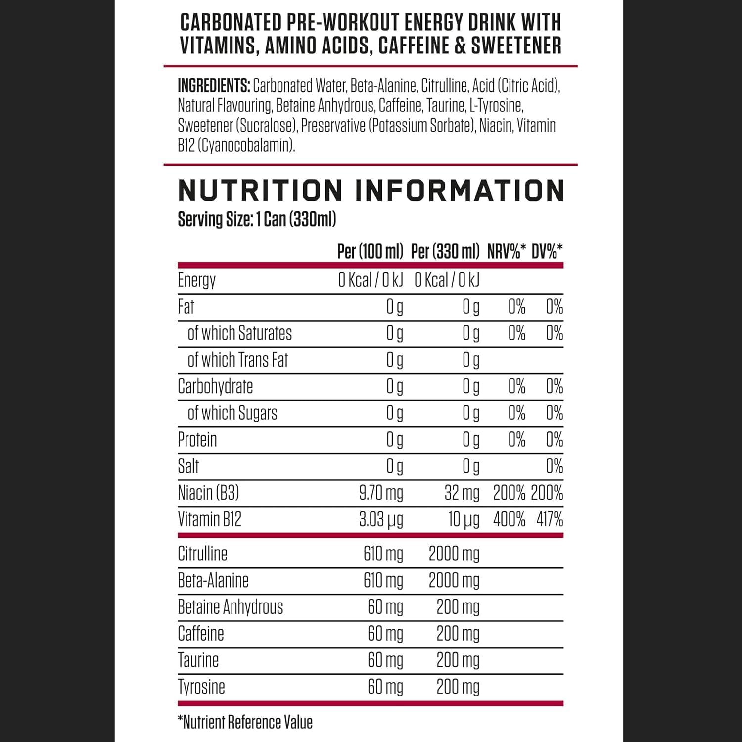 ABE Performance Energy Drink – Cherry Slushie | 330ml | Pack of 12 - Chompy
