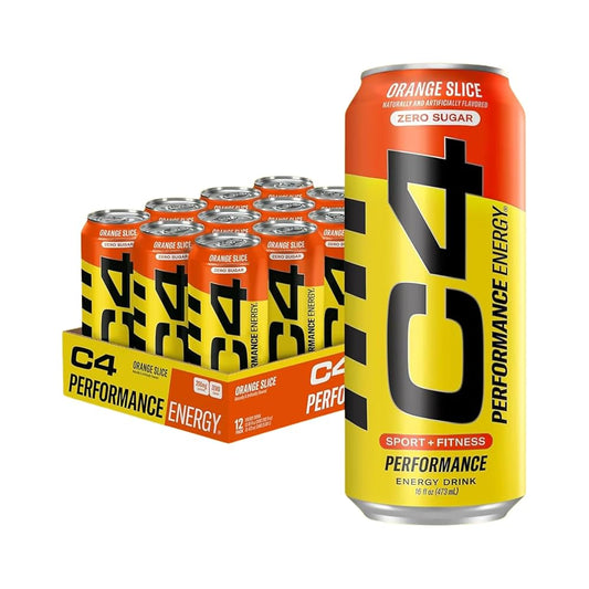 C4 Performance Energy Orange Slice 500ml | Pack of 12 | Zero Sugar - Chompy