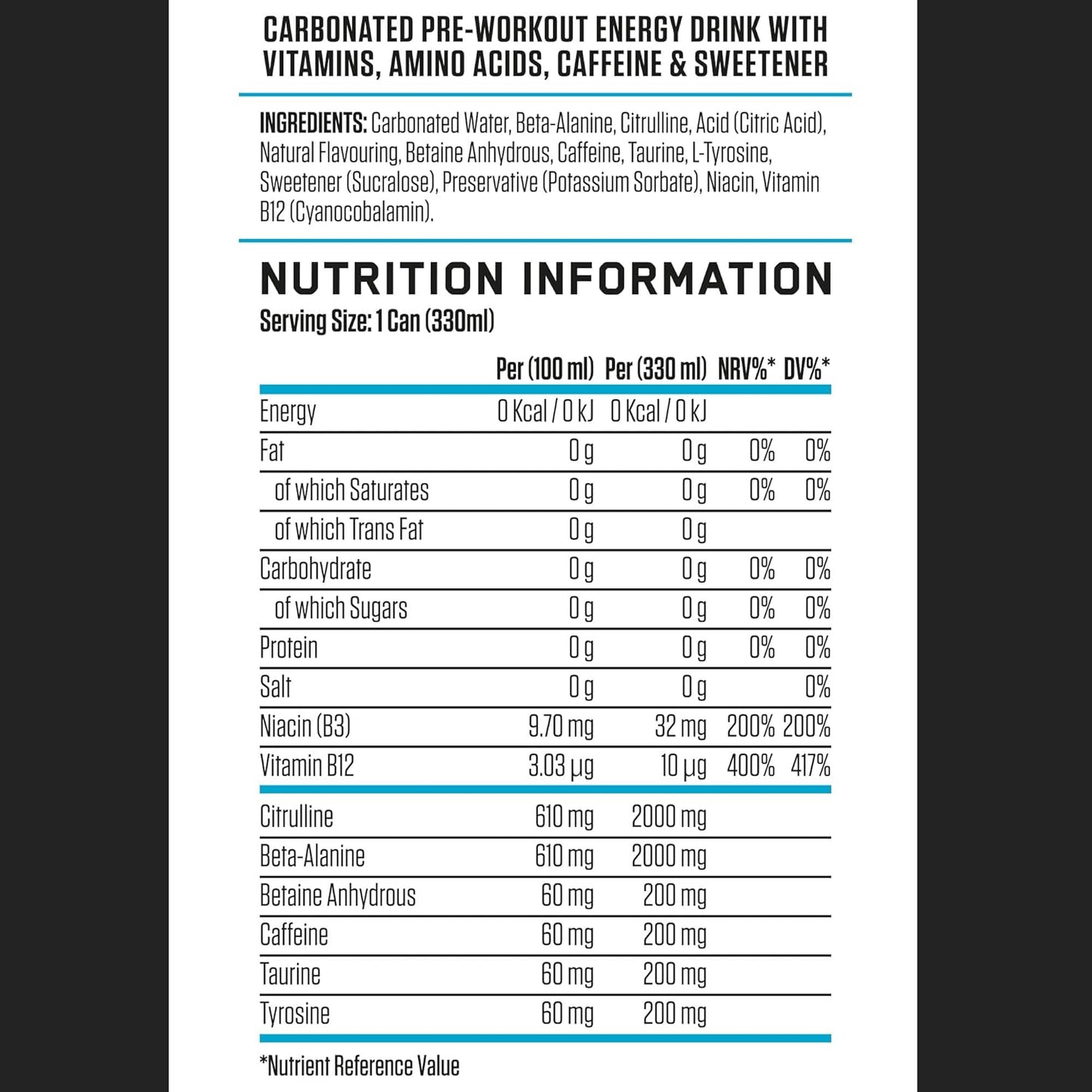 ABE Performance Energy Drink Energy Flavour 330ml | Pack of 12 - Chompy