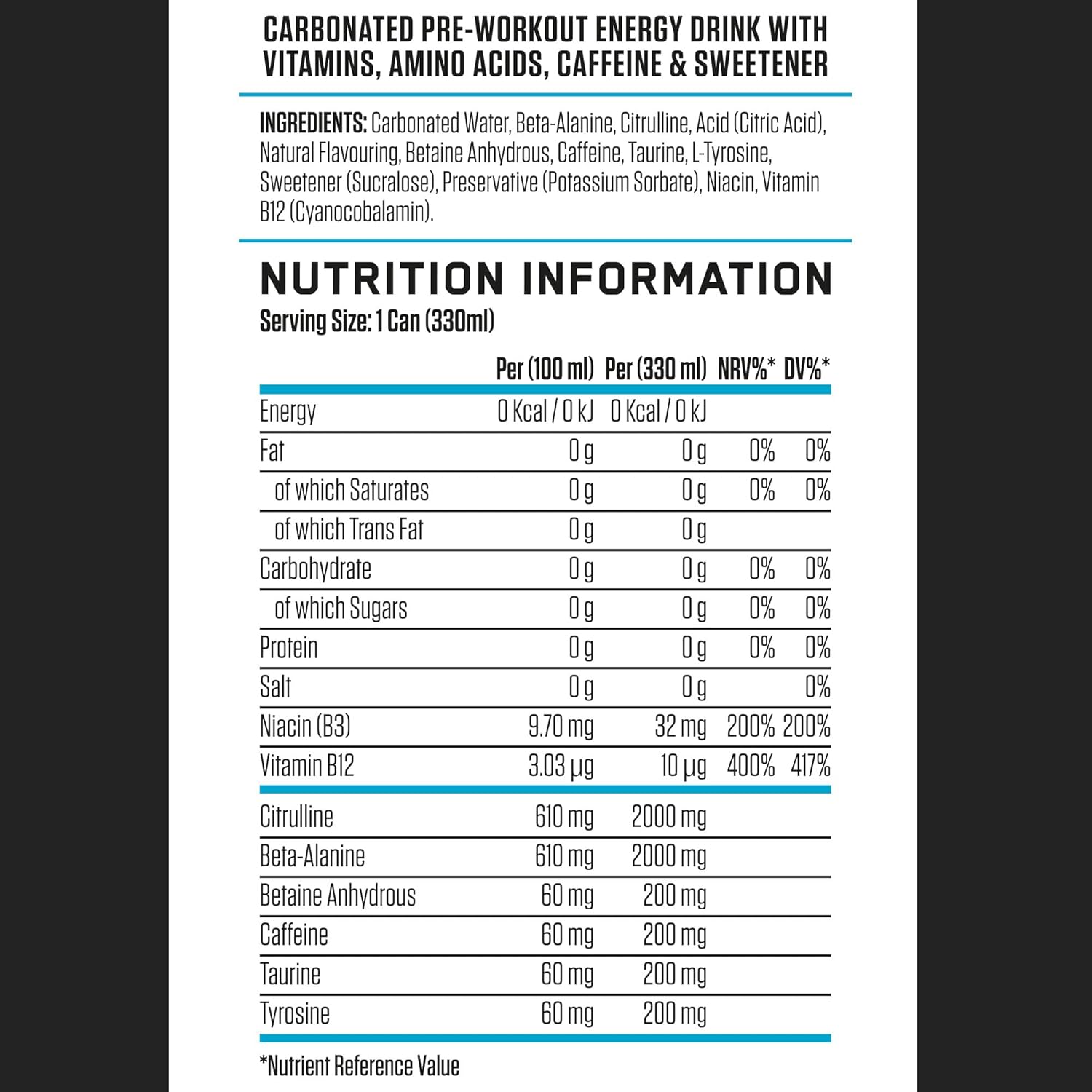 ABE Performance Energy Drink Energy Flavour 330ml | Pack of 12 - Chompy