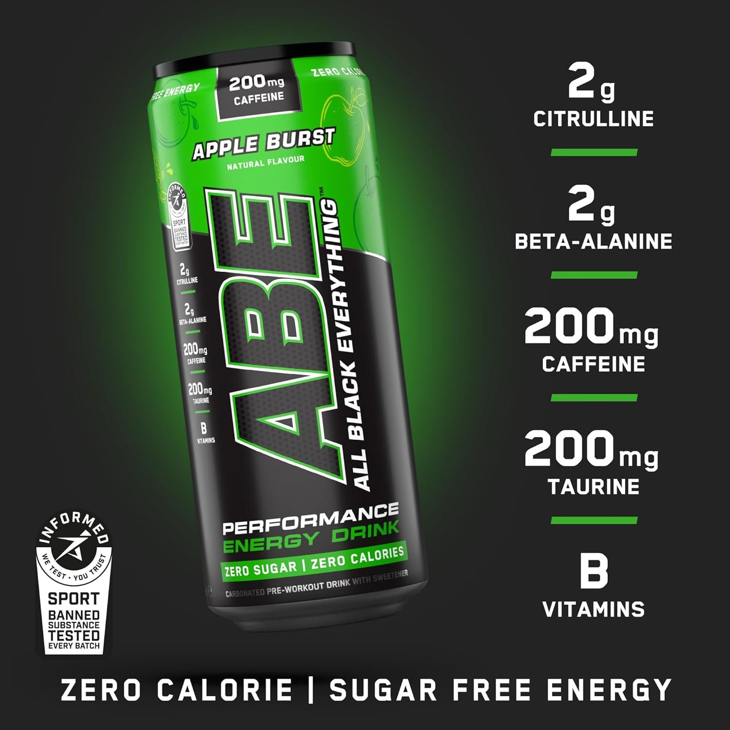 ABE Performance Energy Drink Apple Burst 330ml | Pack of 12 - Chompy
