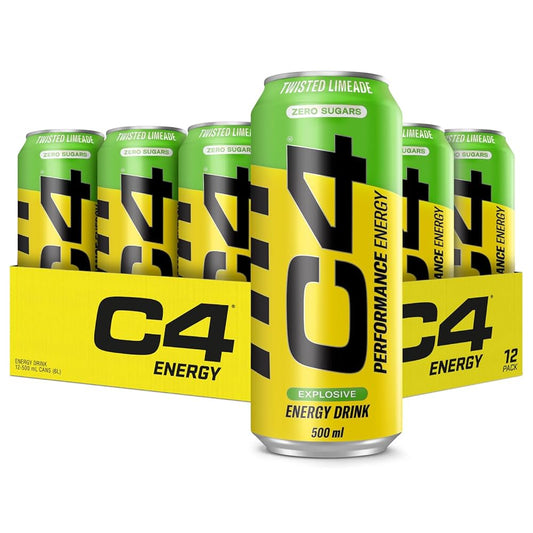 C4 Performance Energy Twisted Limeade 500ml (Zero Sugar) | Pack of 12 - Chompy