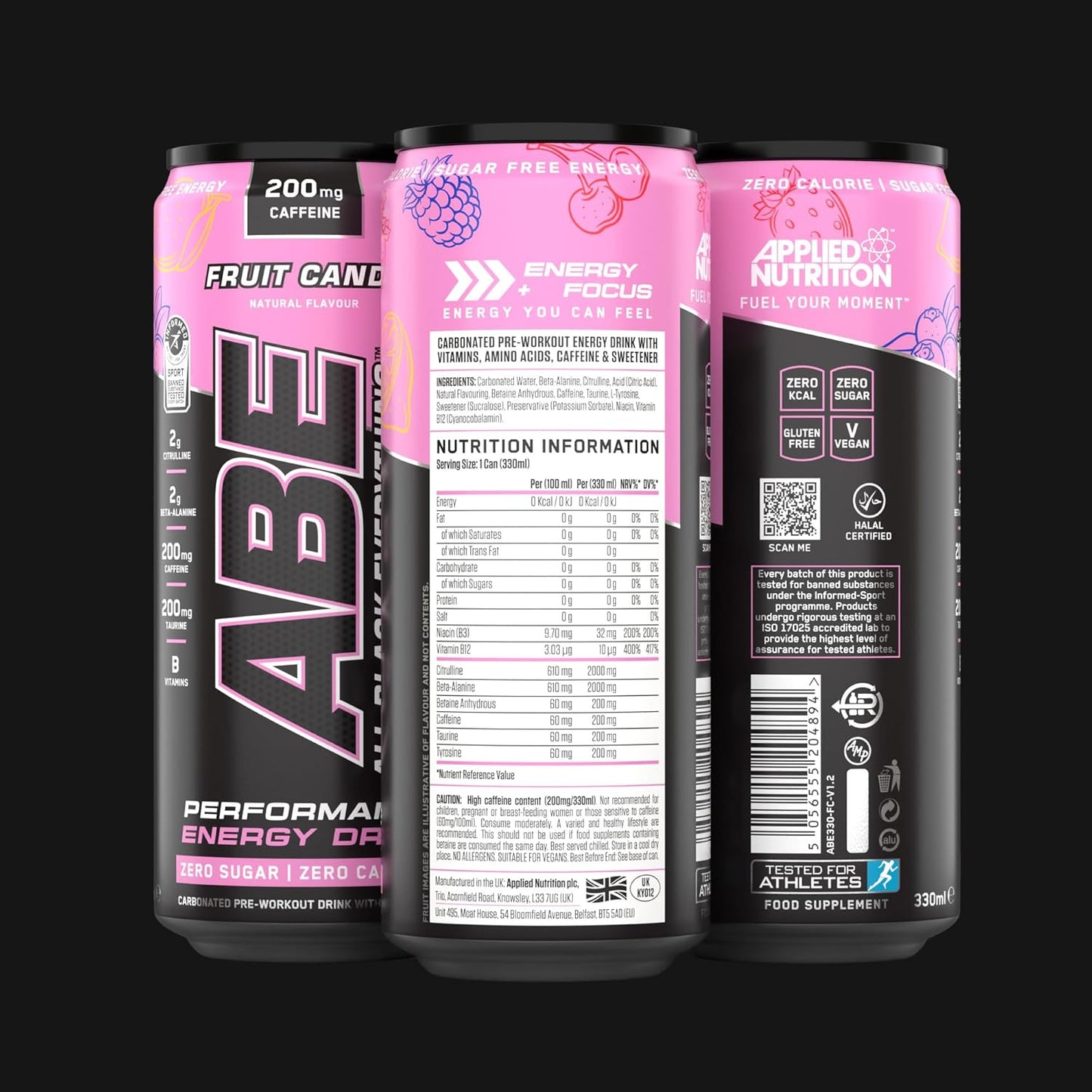 ABE Performance Energy Drink Fruit Candy 330ml | Pack of 12 - Chompy