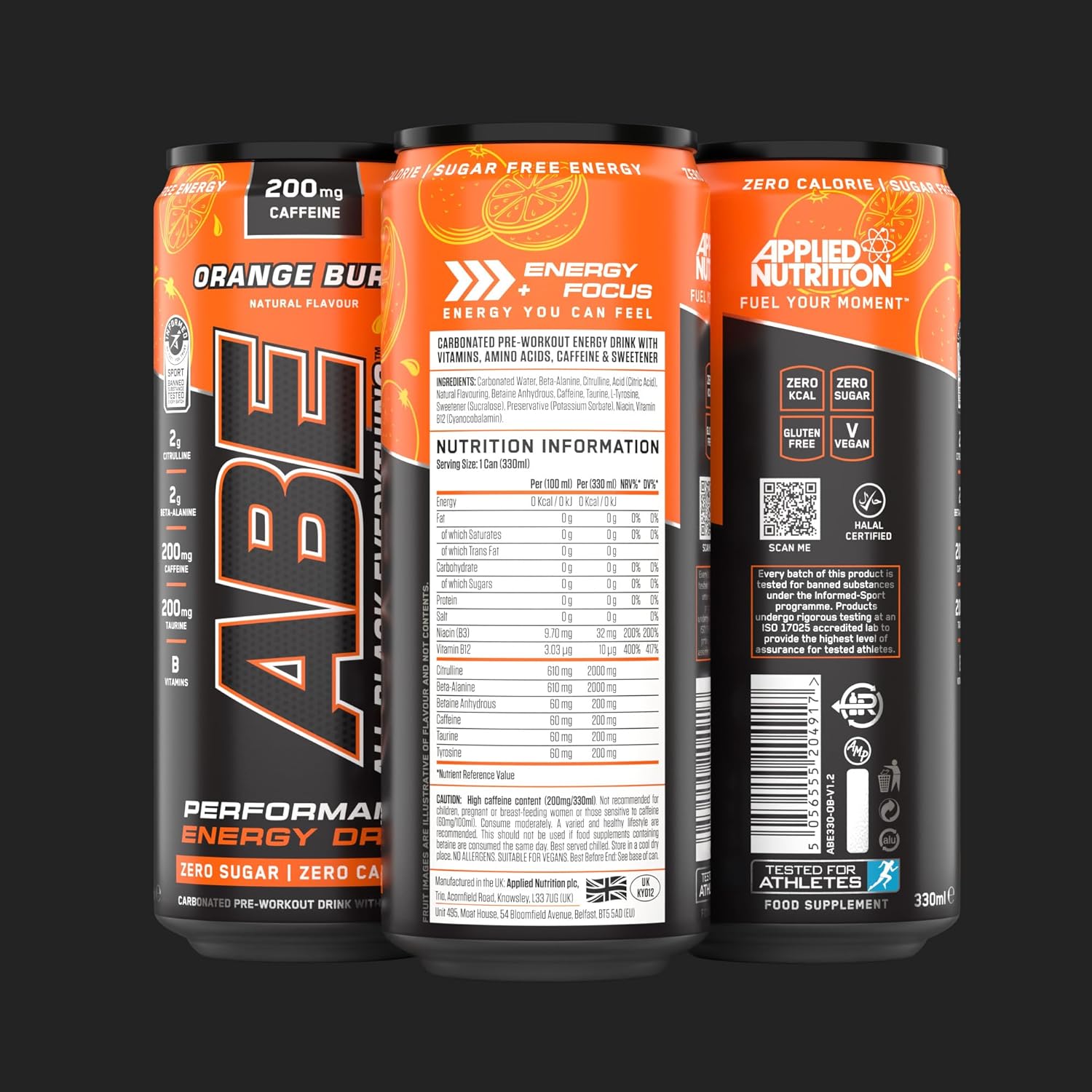 ABE Performance Energy Drink Orange Burst 330ml | Pack of 12 - Chompy