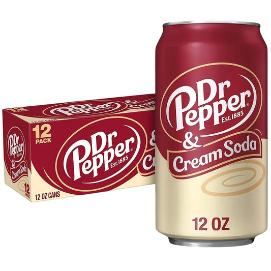 Dr Pepper & Cream Soda 355ml | Pack of 12 | Classic Soft Drink - Chompy