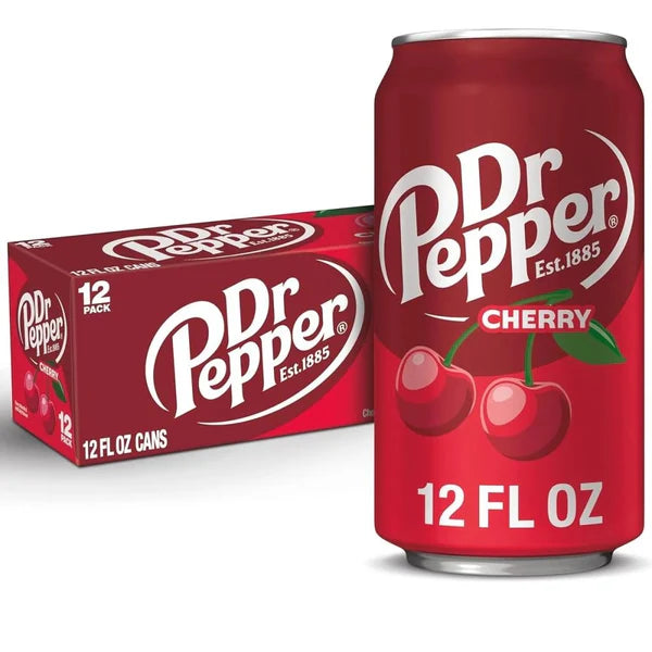 Dr Pepper Cherry 355ml | Pack of 12 | Fruity Cola Soft Drink - Chompy