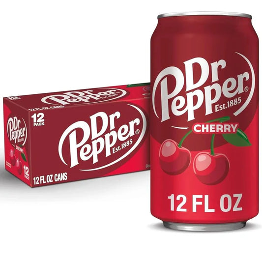 Dr Pepper Cherry 355ml | Pack of 12 | Fruity Cola Soft Drink - Chompy